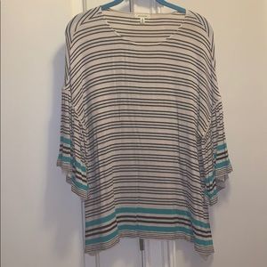 Striped ruffle sleeve top